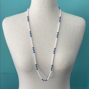 Monet Long White and Blue Bead Necklace